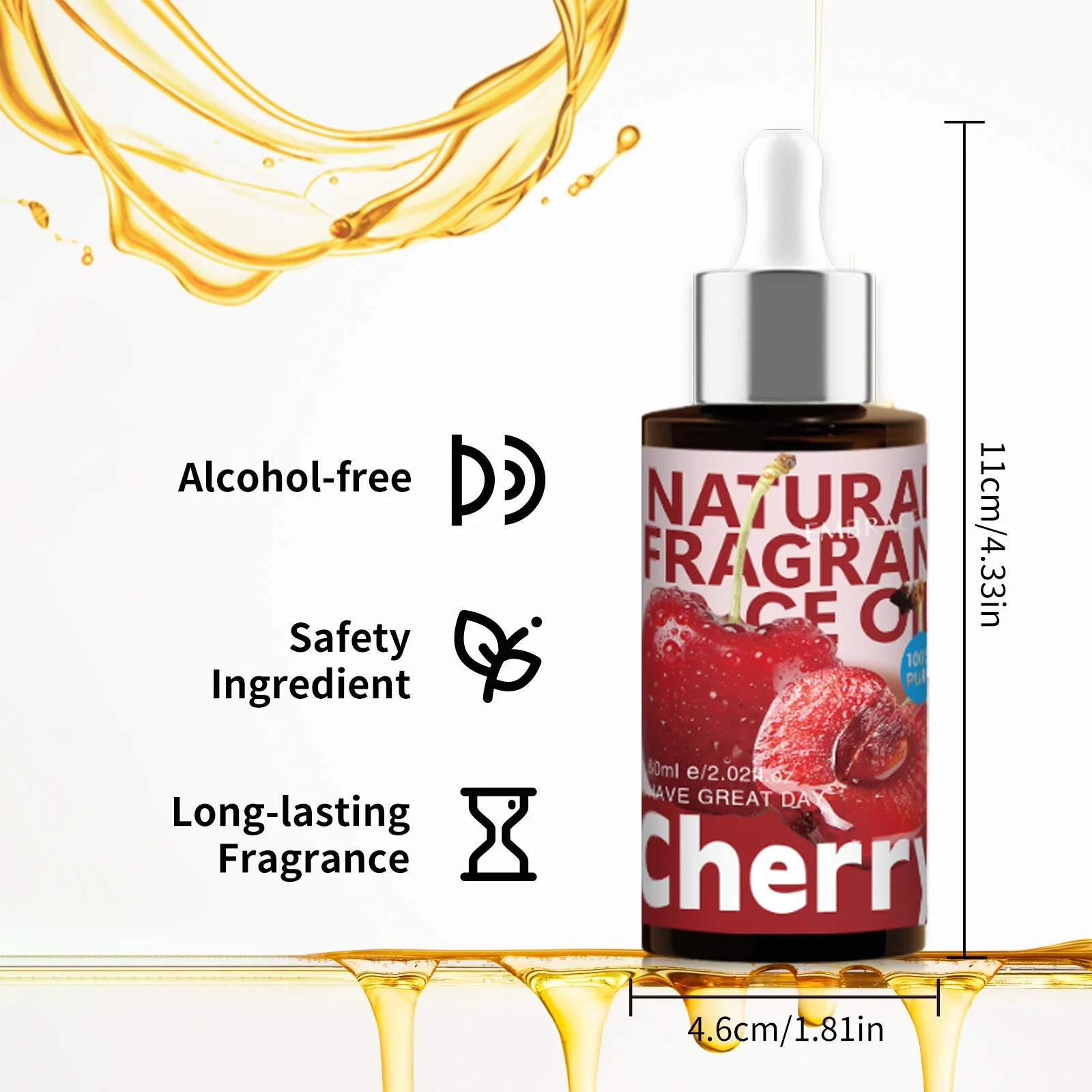 60 ml Cherry Essential Oil Fruit Fragrance Sweet Scent Long lasting Candle Making Car Aromatherapy Gift for Friends