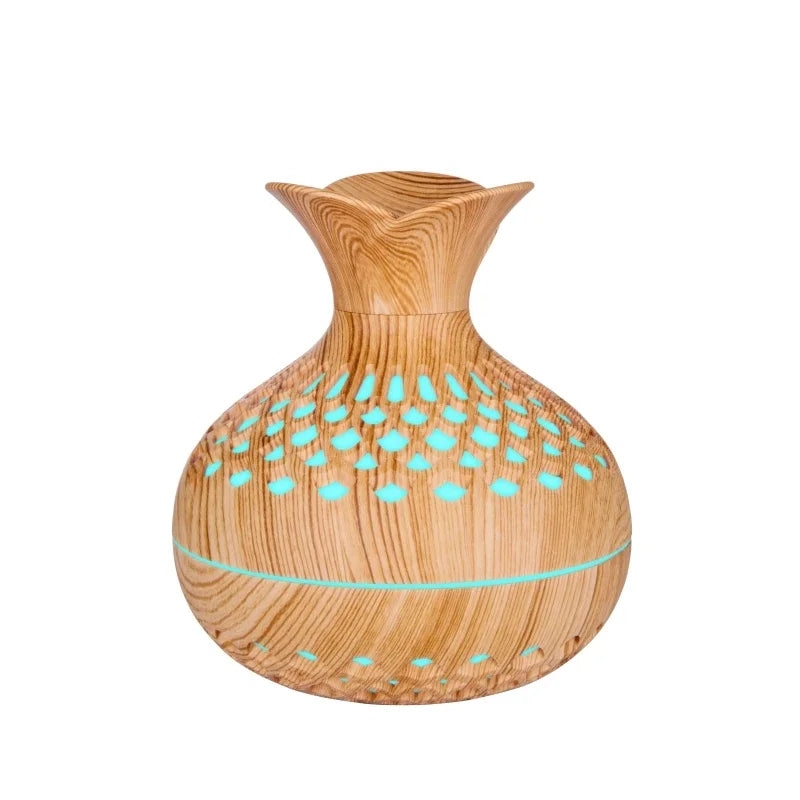 Wood Grain Vase Humidifier Household Electric Ultrasonic Air Humidifier Desktop Essential Oil Diffuser Air Purifier Home Room