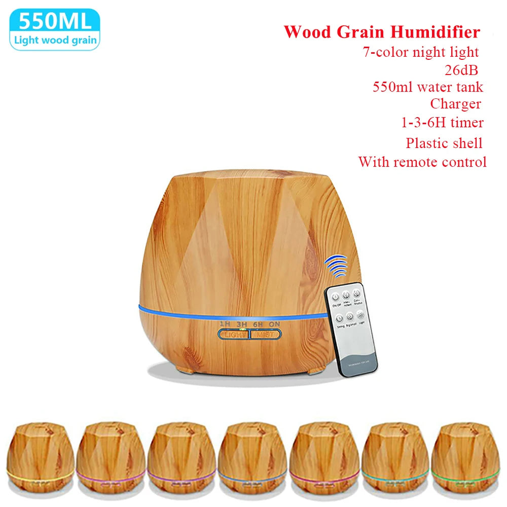 Remote Control Humidifier Essential Oil Diffuser With 7 Color LED Humidificador 300ml 500ml Ultrasonic Aroma Diffuser For Home