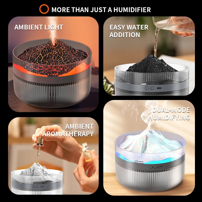 2L Car Volcano Air Humidifier Electric USB Aromatherapy Humidificadore Water Mist Diffuser Purifier Air Freshener Colorful Light