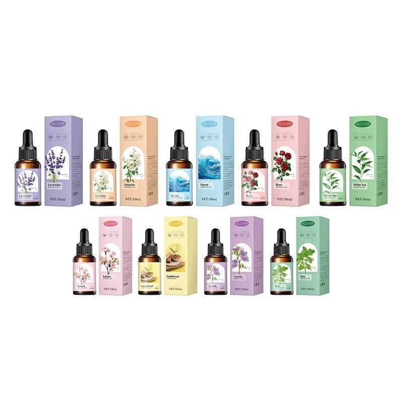 10ml Plant essential oil. Dropper water-soluble. 9 scents. Air freshener. Deodorant. Aromatherapy essential oil.