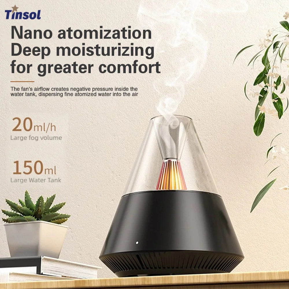Air humidifier with night light and remote control. USB-powered small spray humidifier for home and office air purification
