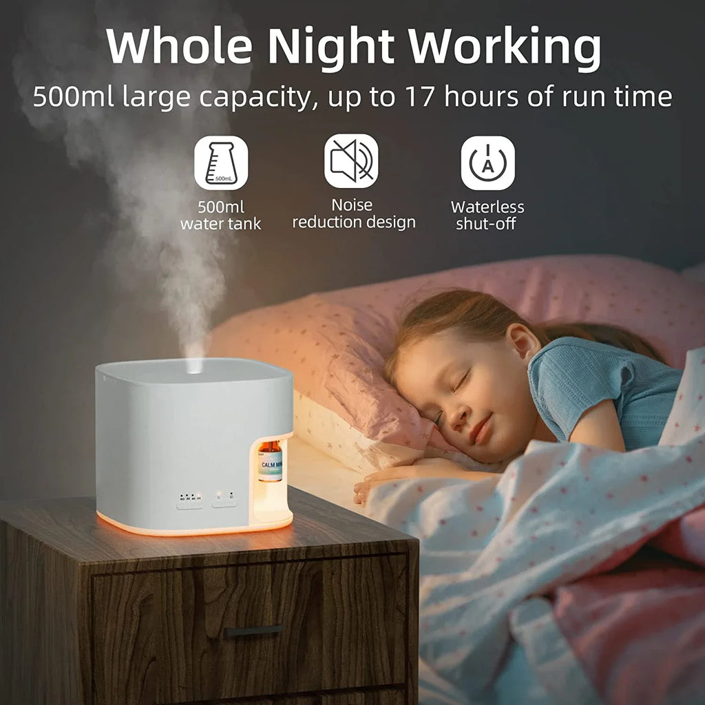 Air Humidifier For Home Essential Oil Diffuser Large 500ml Aromatherapy Diffuser with 7LED Lights & Timers Cool Mist Humidifier
