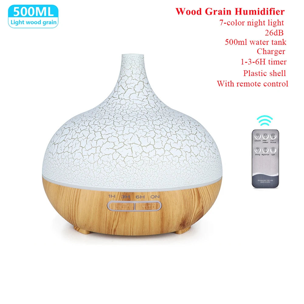 Remote Control Humidifier Essential Oil Diffuser With 7 Color LED Humidificador 300ml 500ml Ultrasonic Aroma Diffuser For Home