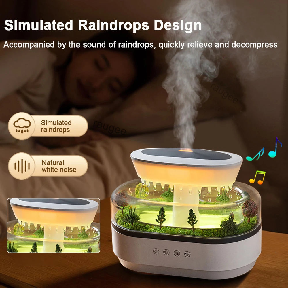 Humidifier Essential Oils Diffuser Raindrop Music Humidifier Home Fragrance Aromatherapy Diffuser Colorful Light Air Humidifier