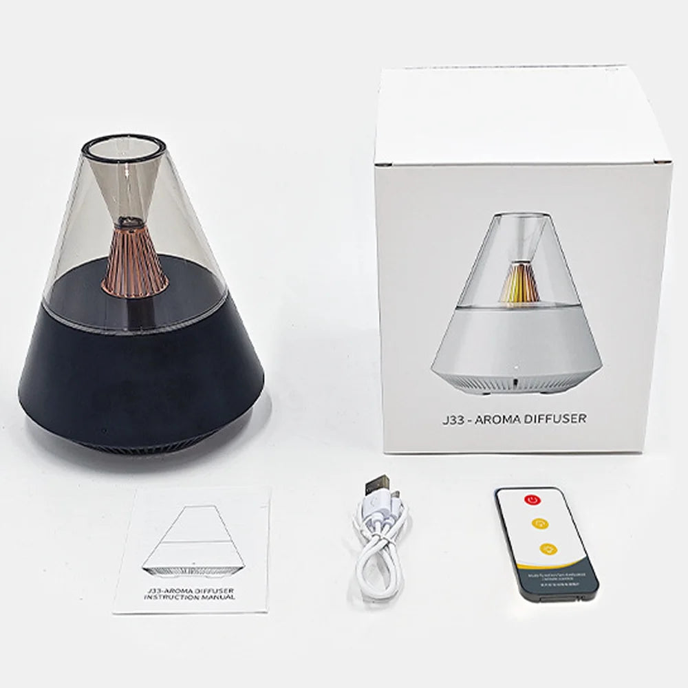 Air humidifier with night light and remote control. USB-powered small spray humidifier for home and office air purification