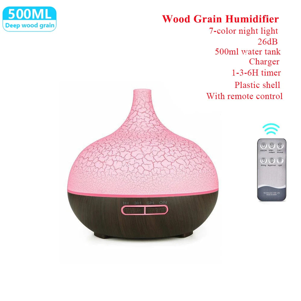 Remote Control Humidifier Essential Oil Diffuser With 7 Color LED Humidificador 300ml 500ml Ultrasonic Aroma Diffuser For Home
