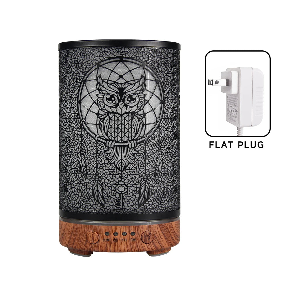100ml Air Humidifier Hollow Owl Cool Mist Maker Fragrance Diffuser Home Office Essential Oil Aroma humidificador with LED Lights