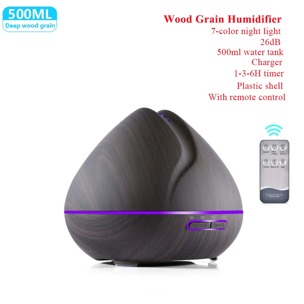 Remote Control Humidifier Essential Oil Diffuser With 7 Color LED Humidificador 300ml 500ml Ultrasonic Aroma Diffuser For Home