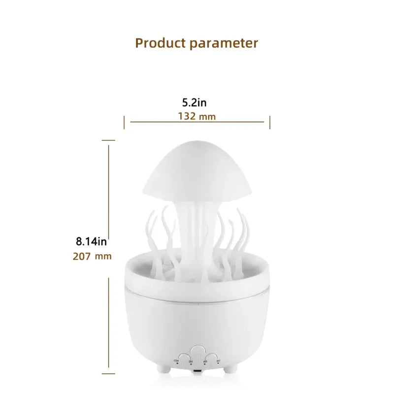 7 lámparas de color, gotas de lluvia, expandedor de incienso rotativo, control remoto del Humidificador de incienso de setas.