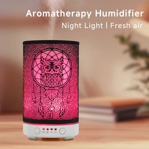 100ml Air Humidifier Hollow Owl Cool Mist Maker Fragrance Diffuser Home Office Essential Oil Aroma humidificador with LED Lights