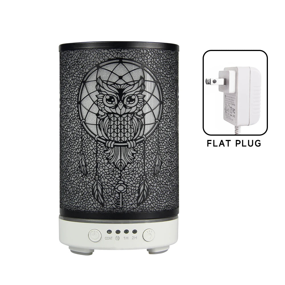 100ml Air Humidifier Hollow Owl Cool Mist Maker Fragrance Diffuser Home Office Essential Oil Aroma humidificador with LED Lights