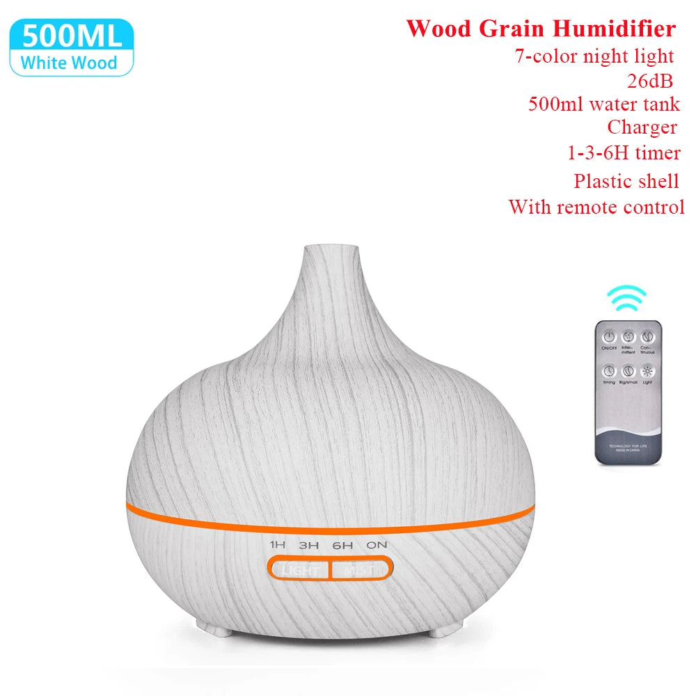Remote Control Humidifier Essential Oil Diffuser With 7 Color LED Humidificador 300ml 500ml Ultrasonic Aroma Diffuser For Home