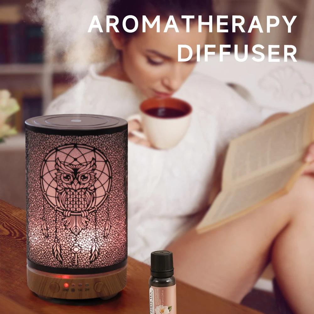 100ml Air Humidifier Hollow Owl Cool Mist Maker Fragrance Diffuser Home Office Essential Oil Aroma humidificador with LED Lights