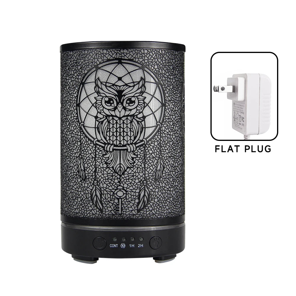 100ml Air Humidifier Hollow Owl Cool Mist Maker Fragrance Diffuser Home Office Essential Oil Aroma humidificador with LED Lights