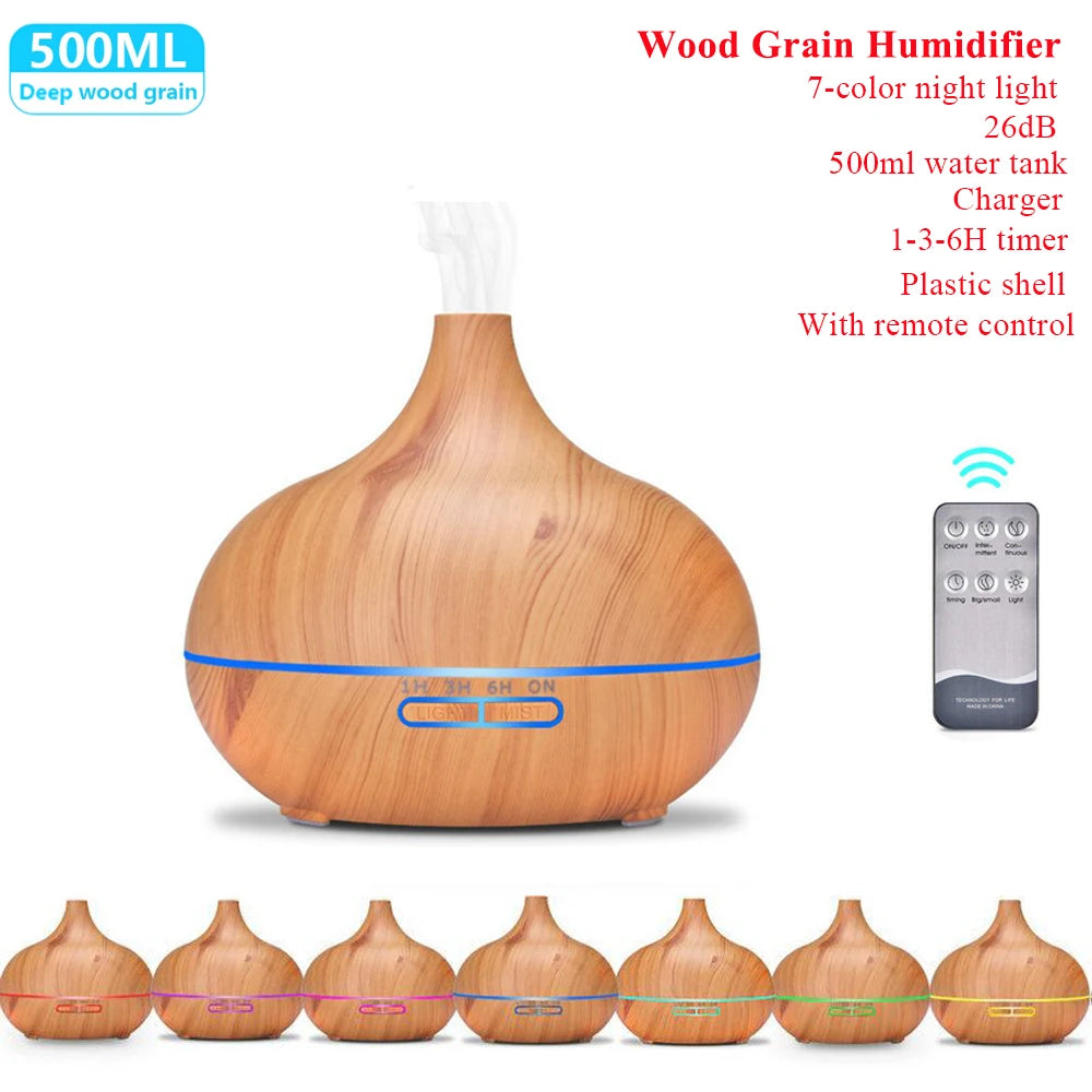 Remote Control Humidifier Essential Oil Diffuser With 7 Color LED Humidificador 300ml 500ml Ultrasonic Aroma Diffuser For Home