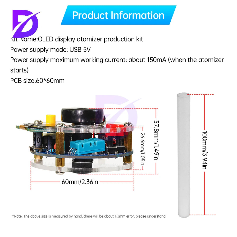 USB Humidifier Mist Electronic Diy Kit OLED Display Temperature And Humidity Spray Circuit Board Welding Exercise Parts