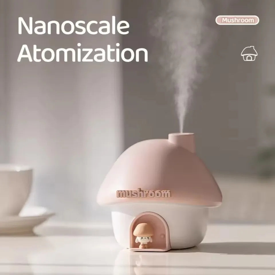 Cartoon Air Humidifier 300ml Mini Essential Oil Aroma Diffusers Colorful Lighting Cute Mushroom House Home Ultrasonic Humidifier