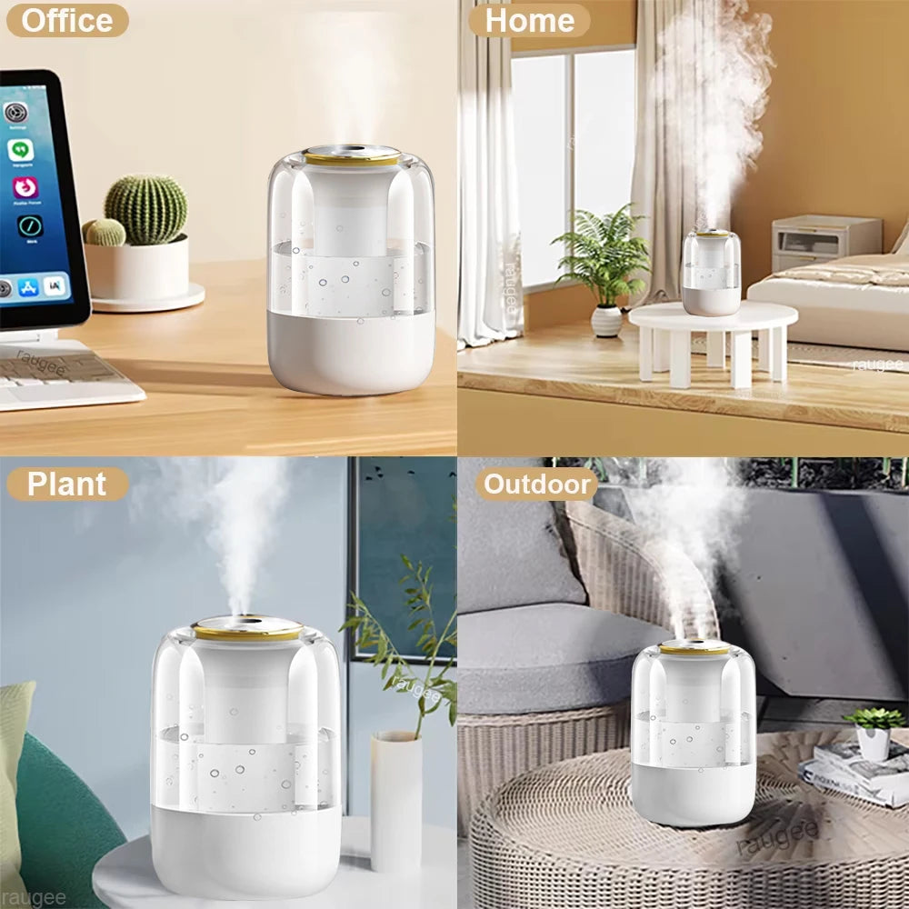 Air Humidifier 2.2L Large Capacity Home Humidifier Mute Mist Maker Double Nozzle Usb Humidifier for Bedroom with LED Night Light
