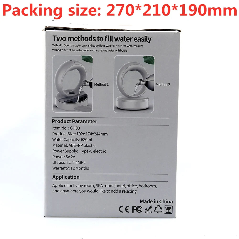 680ML Anti Gravity Aroma Humidifiers Water Drop Perfume Diffuser Essential Oil Mini USB Ultrasonic Air Purifier For Home 가습기 5V