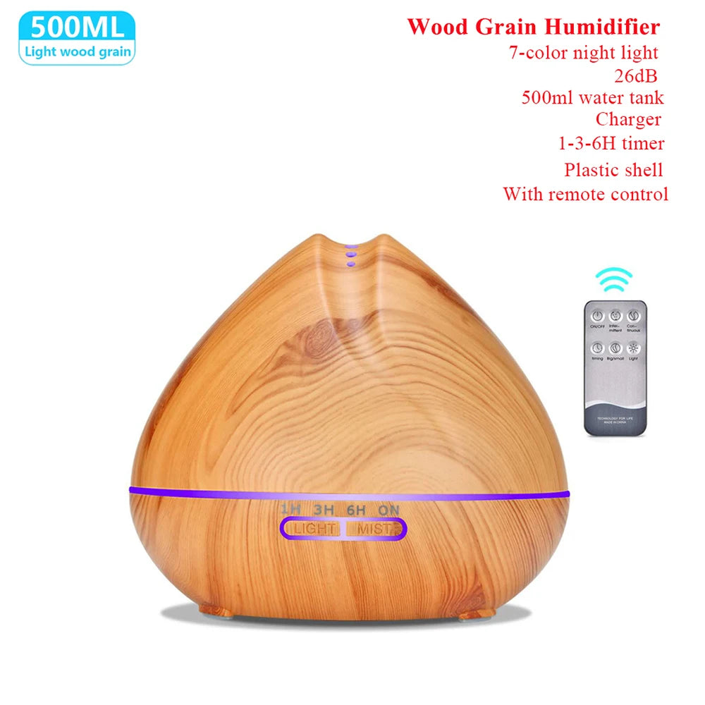 Remote Control Humidifier Essential Oil Diffuser With 7 Color LED Humidificador 300ml 500ml Ultrasonic Aroma Diffuser For Home