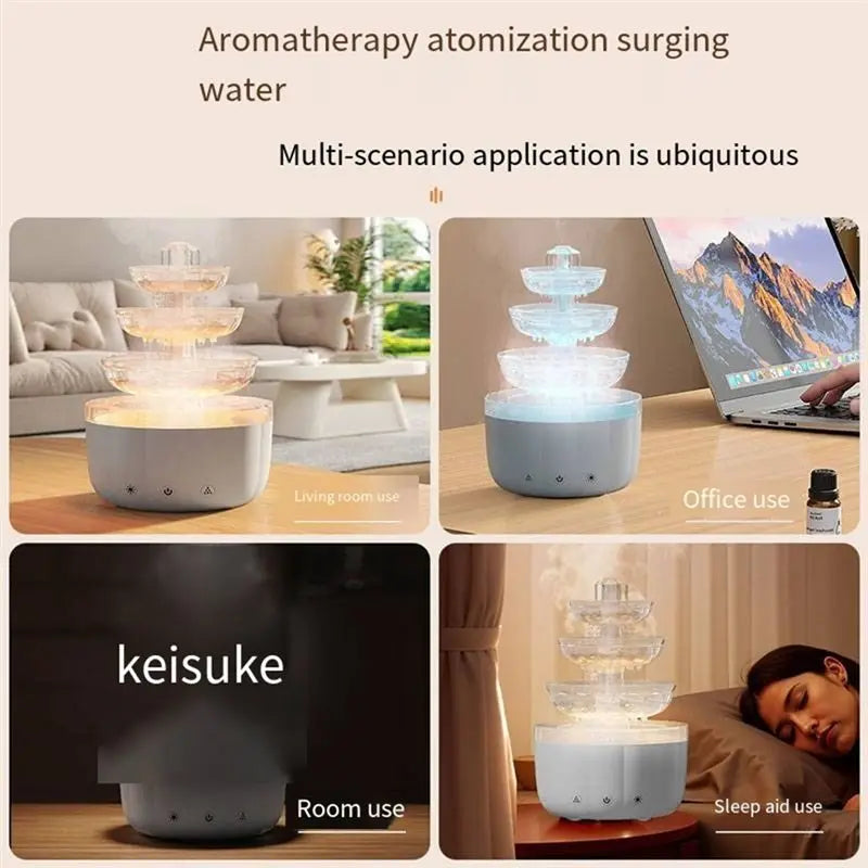 B89B-Cloud Rain Humidifier Featuring LED Mood Light Essential Oil Diffuser& Sound White Noise Generator For Bedroom