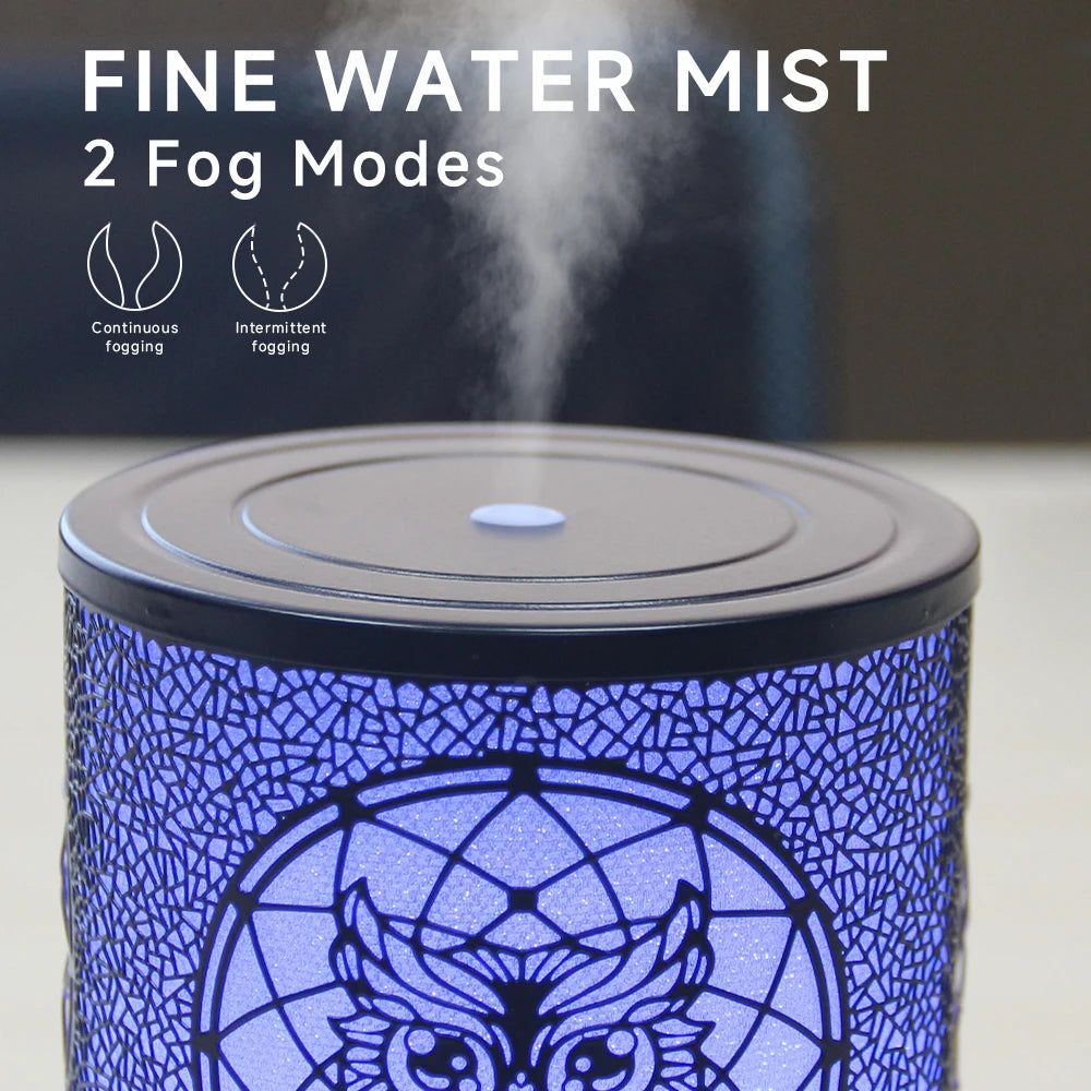 100ml Air Humidifier Hollow Owl Cool Mist Maker Fragrance Diffuser Home Office Essential Oil Aroma humidificador with LED Lights
